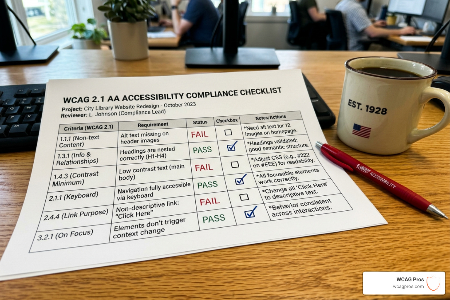 structured accessibility compliance document showing checklist rows and pass fail columns - wcag checklist pdf structured accessibility compliance document showing checklist rows and pass fail columns - wcag checklist pdf