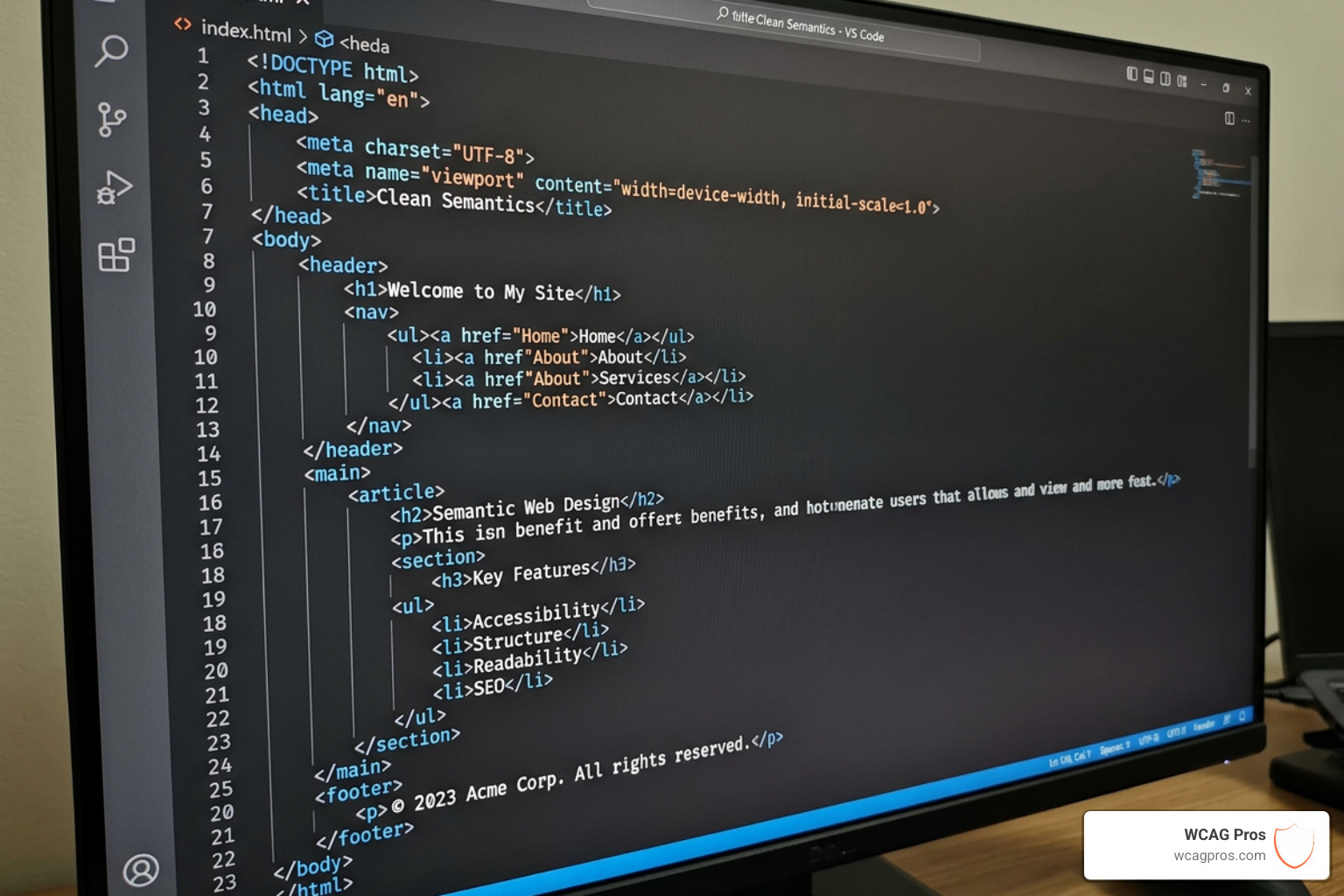Clean website code using semantic HTML tags like main and nav - accessibility fixes for websites Clean website code using semantic HTML tags like main and nav - accessibility fixes for websites