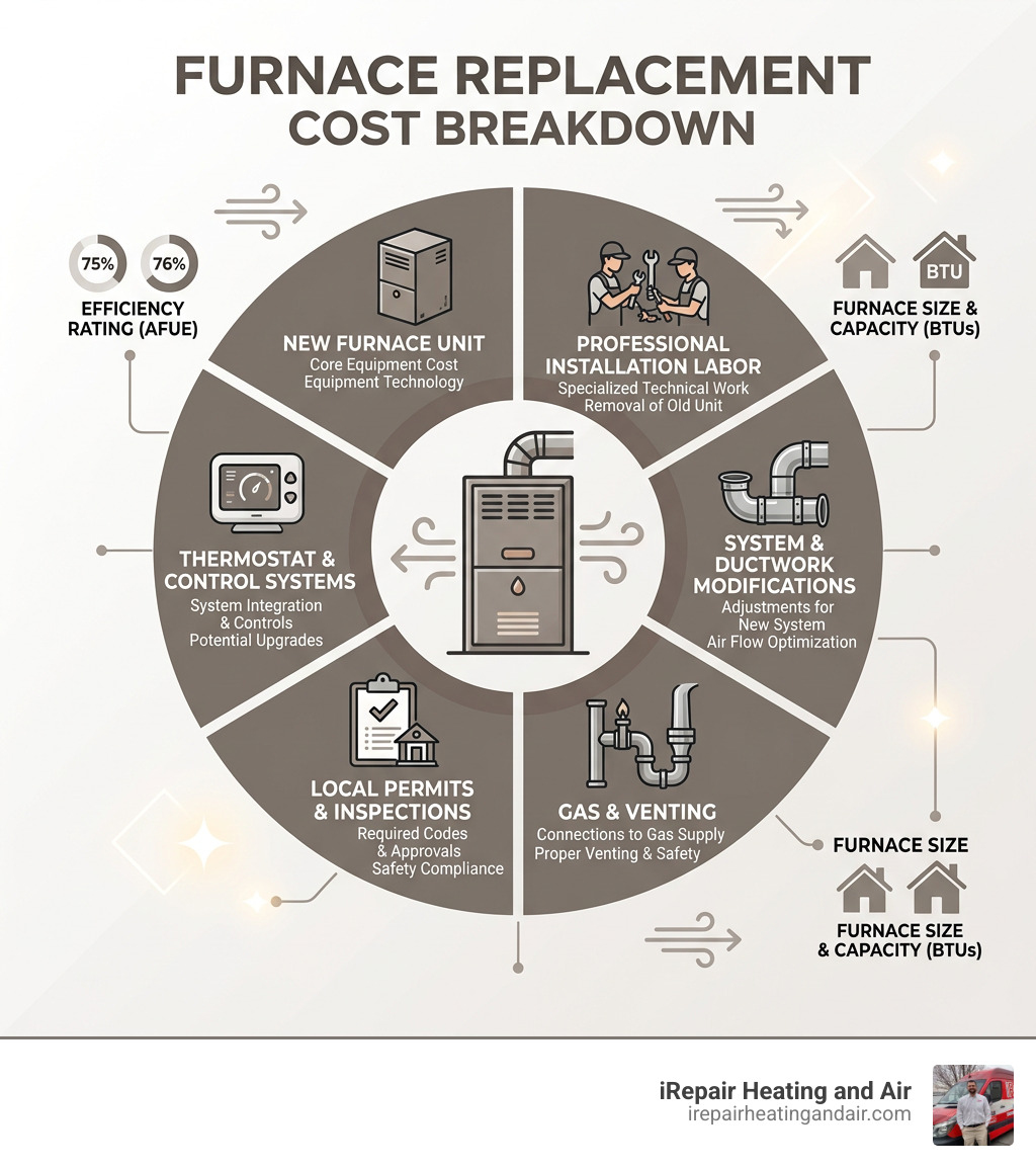 Furnace replacement cost components breakdown infographic - furnace replacement price infographic 