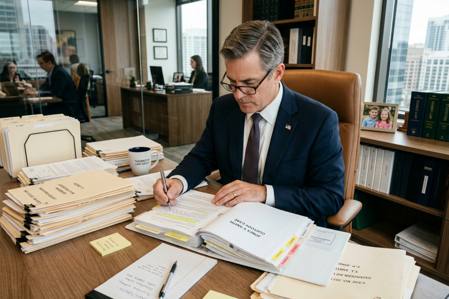 experienced lawyer reviewing child custody case files - custody case lawyers experienced lawyer reviewing child custody case files - custody case lawyers