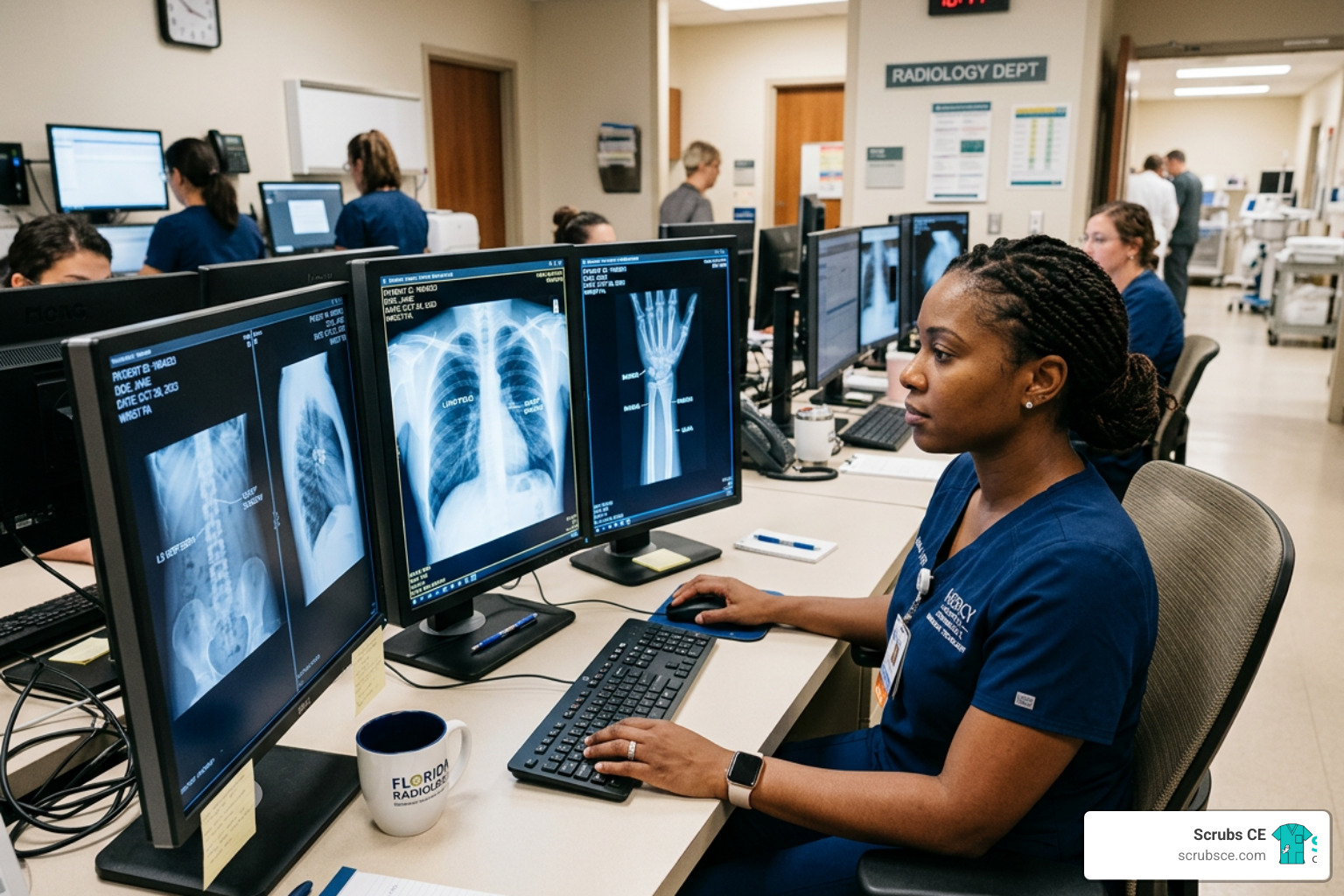 Florida radiologic technologist reviewing digital scans at a workstation - florida radiologic technologist license renewal Florida radiologic technologist reviewing digital scans at a workstation - florida radiologic technologist license renewal