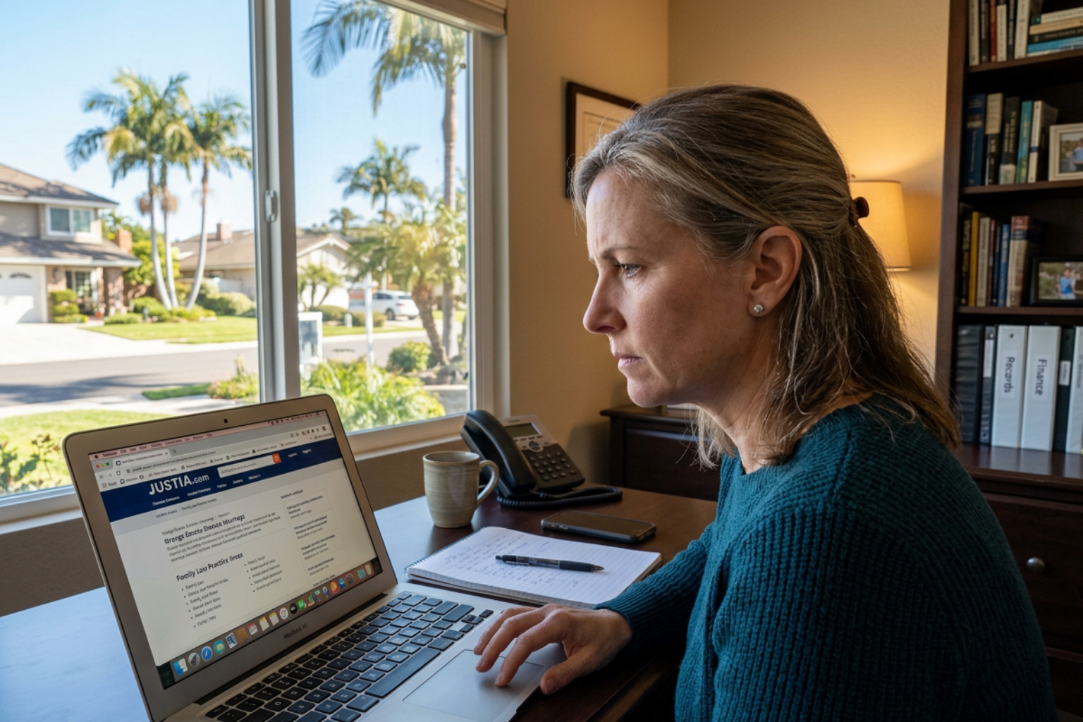 person researching legal directories - find a divorce attorney