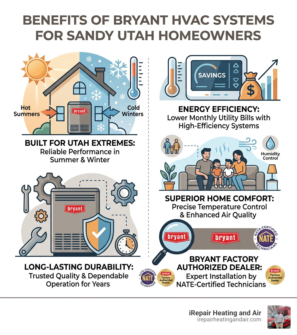 Benefits of Bryant HVAC systems for Sandy Utah homeowners infographic - bryant hvac dealer sandy infographic 