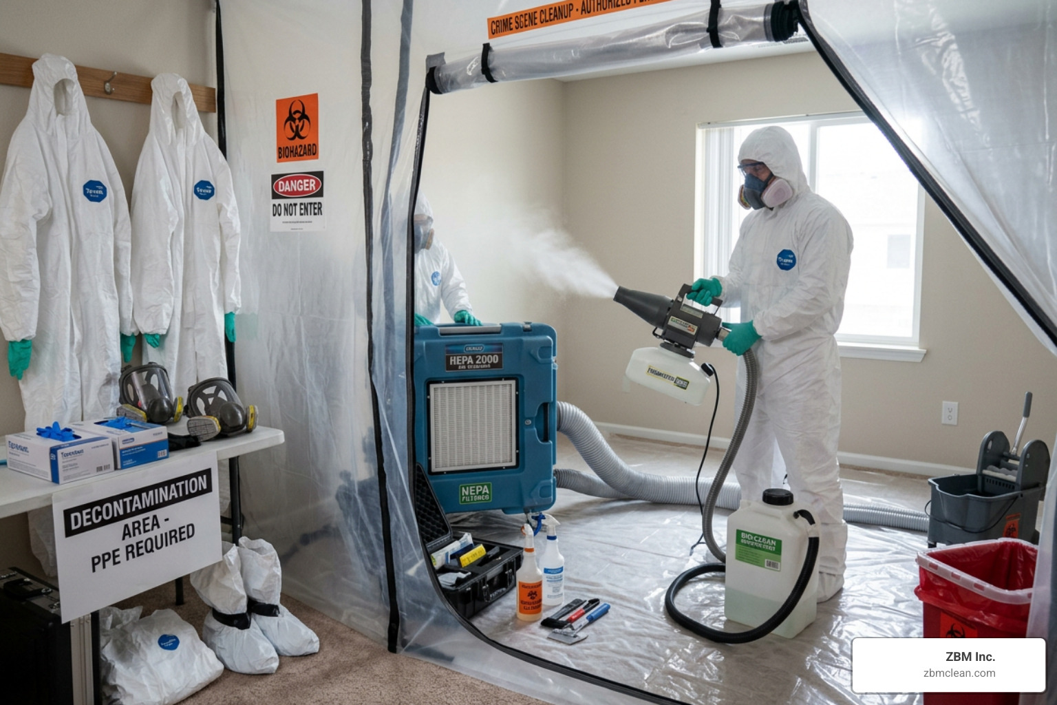 specialized biohazard cleaning equipment including foggers and air scrubbers - crime scene cleanup technician