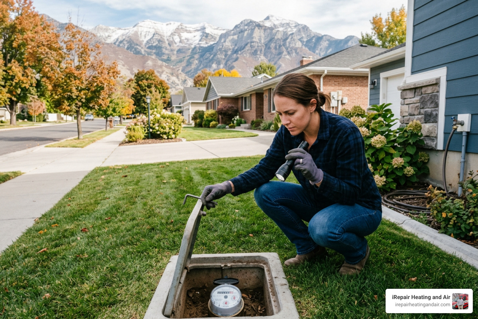 homeowner checking a water meter for signs of a hidden leak - water leak detection provo