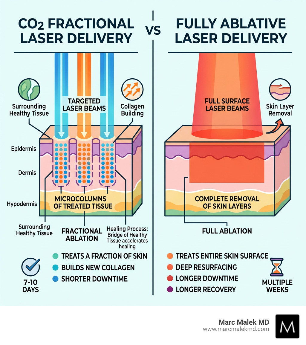 How CO2 fractional laser differs from ablative laser delivery — microcolumns vs full surface - c02 fractional laser How CO2 fractional laser differs from ablative laser delivery — microcolumns vs full surface - c02 fractional laser
