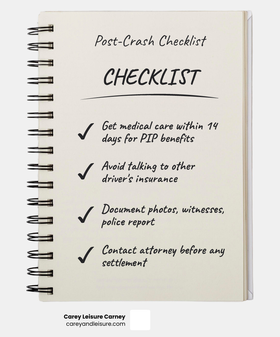 Florida car accident statistics infographic showing PIP rules, statute of limitations, and key steps after a crash - Auto Florida car accident statistics infographic showing PIP rules, statute of limitations, and key steps after a crash - Auto