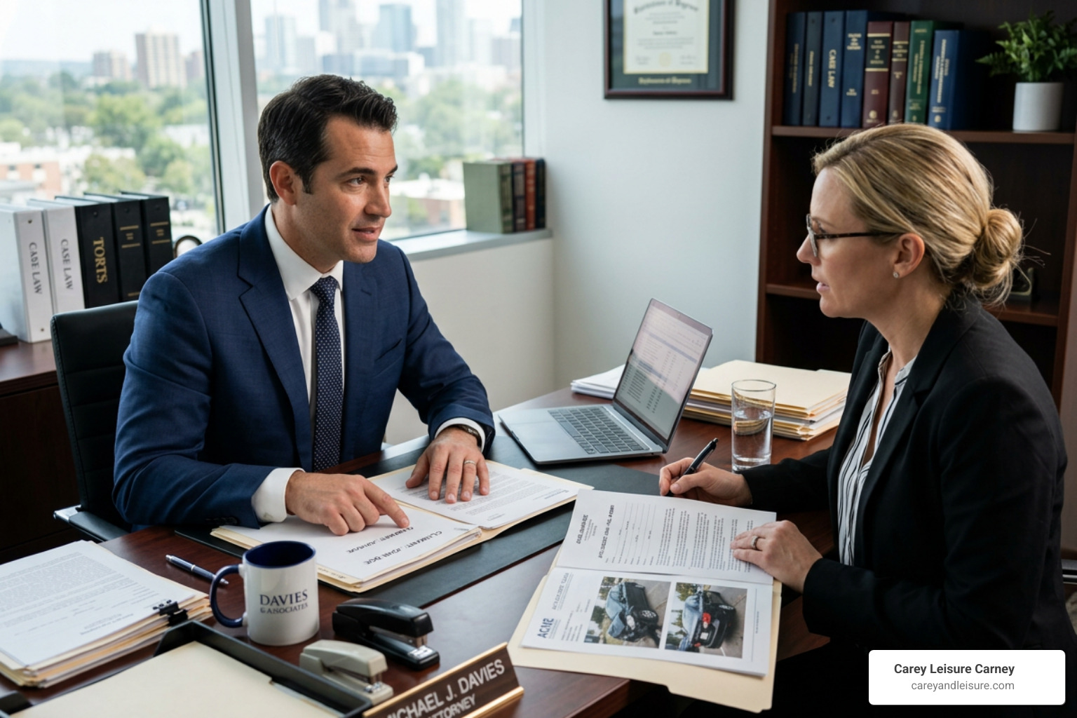 Attorney negotiating with an insurance adjuster over a claim - Auto accident legal firm Attorney negotiating with an insurance adjuster over a claim - Auto accident legal firm