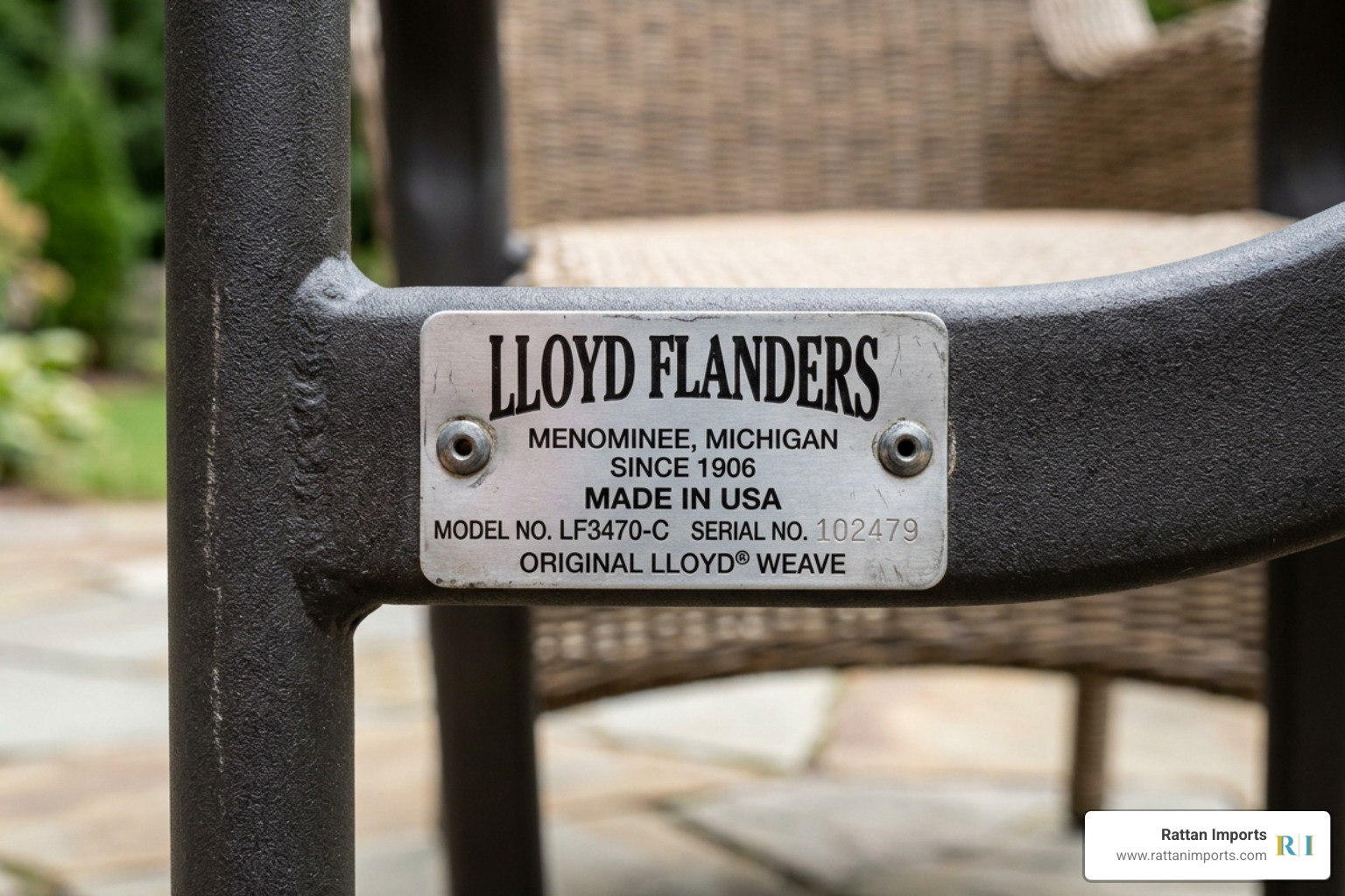 Authentic Lloyd Flanders metal ID tag on an aluminum frame - how do i know what lloyd flanders patio furniture