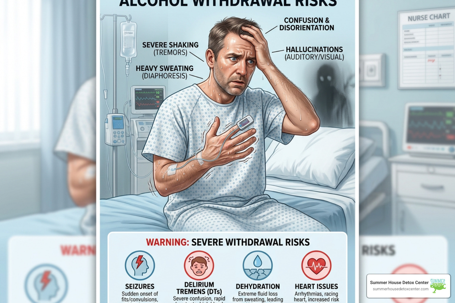 Medical warning signs during alcohol withdrawal - how to detox from alcohol safely at home