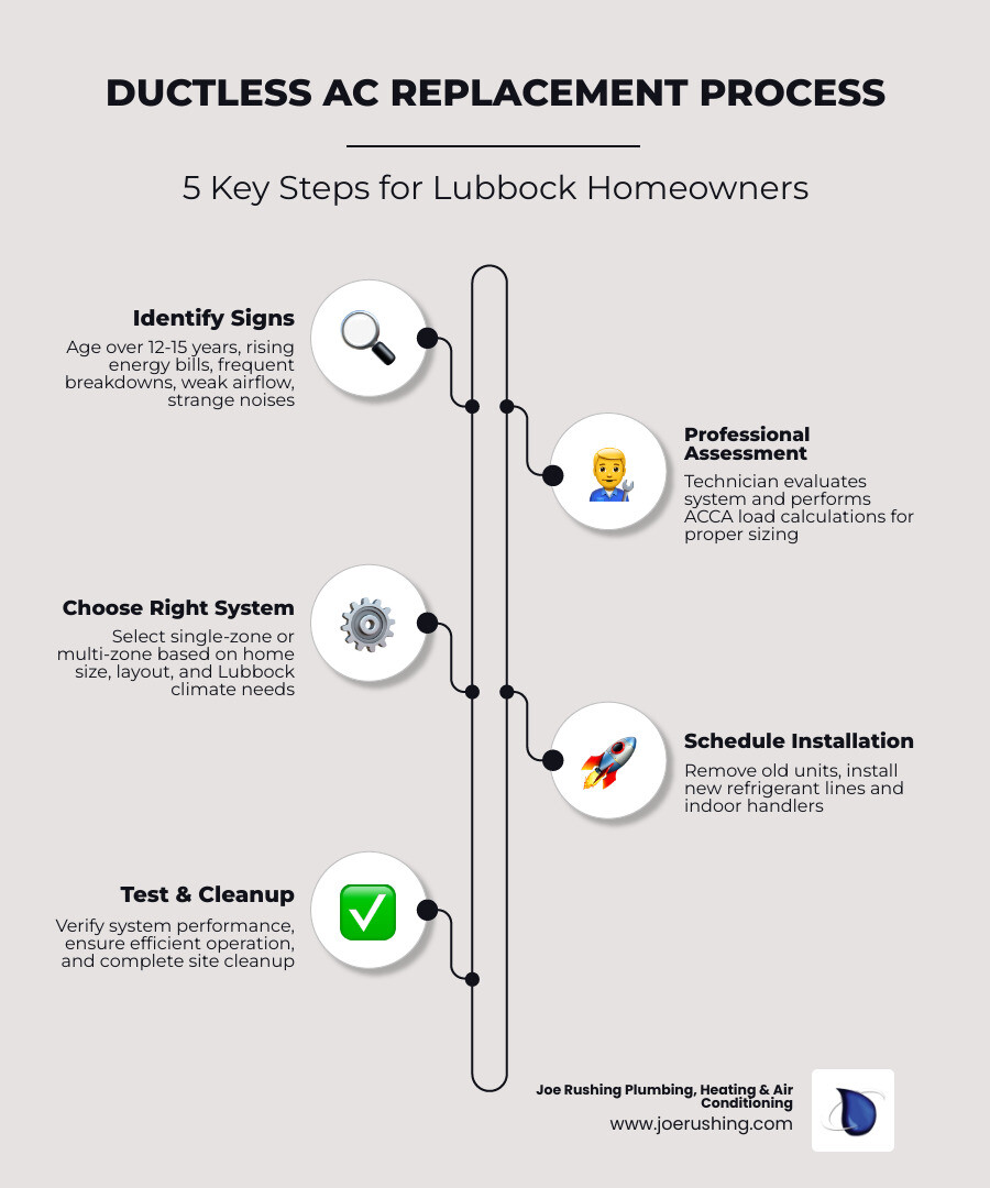 Infographic showing how ductless mini-split systems work and key signs it's time for replacement - ductless ac replacement