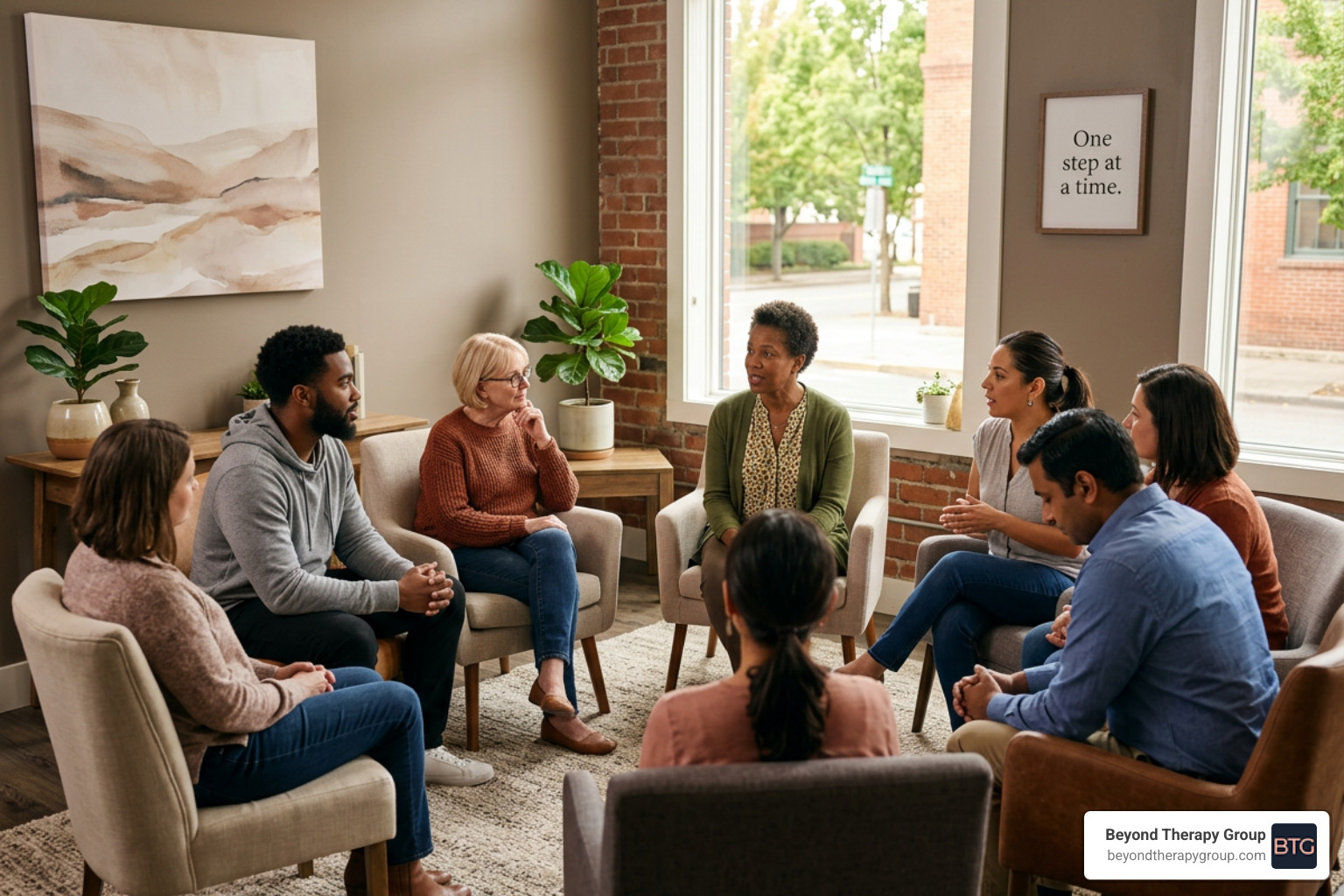 A supportive group therapy setting with people sitting in a circle - marijuana dependence treatment program A supportive group therapy setting with people sitting in a circle - marijuana dependence treatment program
