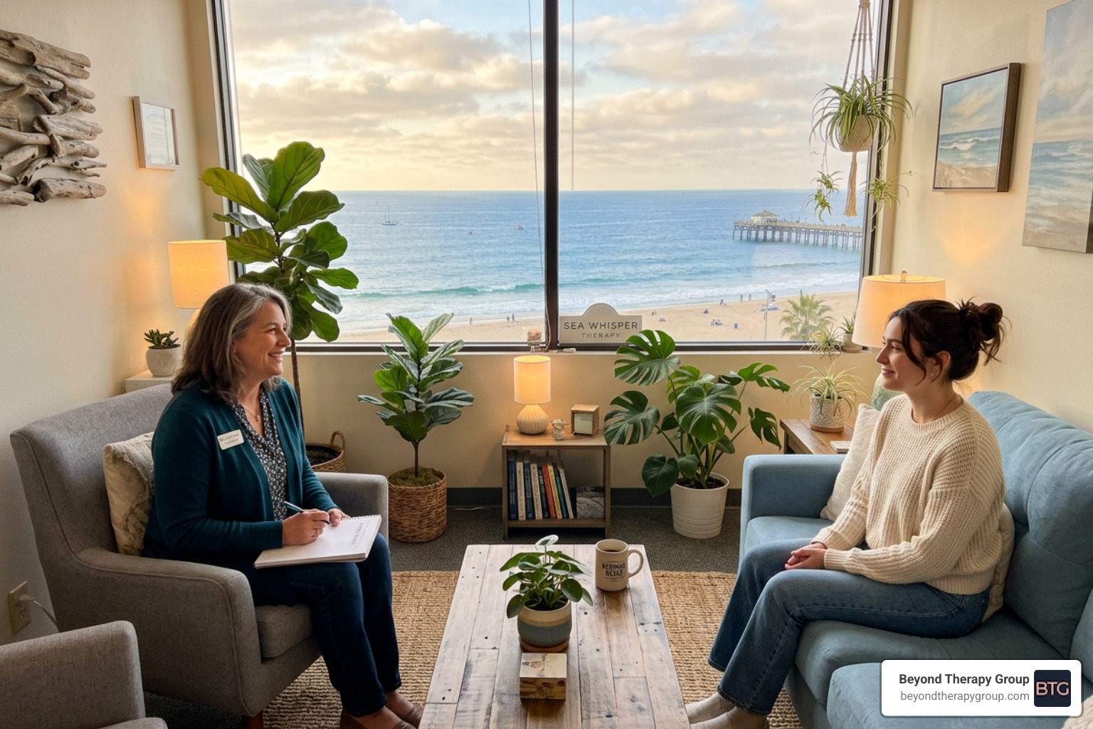 therapist and client in a comfortable office setting in Redondo Beach - alcohol counseling redondo beach therapist and client in a comfortable office setting in Redondo Beach - alcohol counseling redondo beach