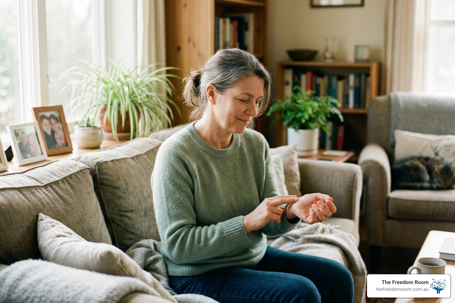 A person monitoring their health by checking their pulse during recovery: alcohol detox at home