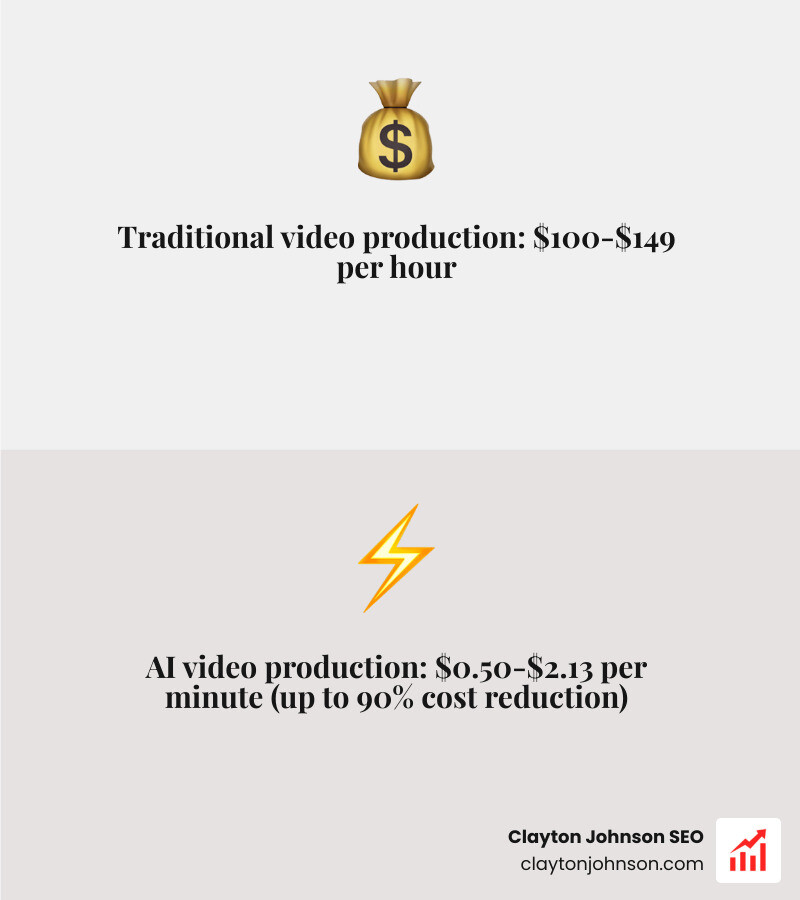 Table comparing traditional vs AI video production costs - ai marketing for video marketing experts companies infographic