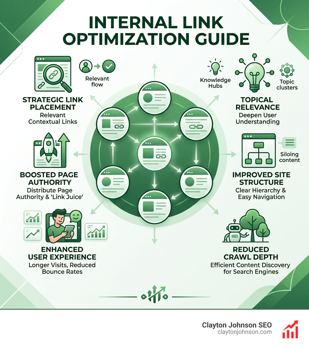 Internal linking web graph showing interconnected content nodes - internal link optimization guide