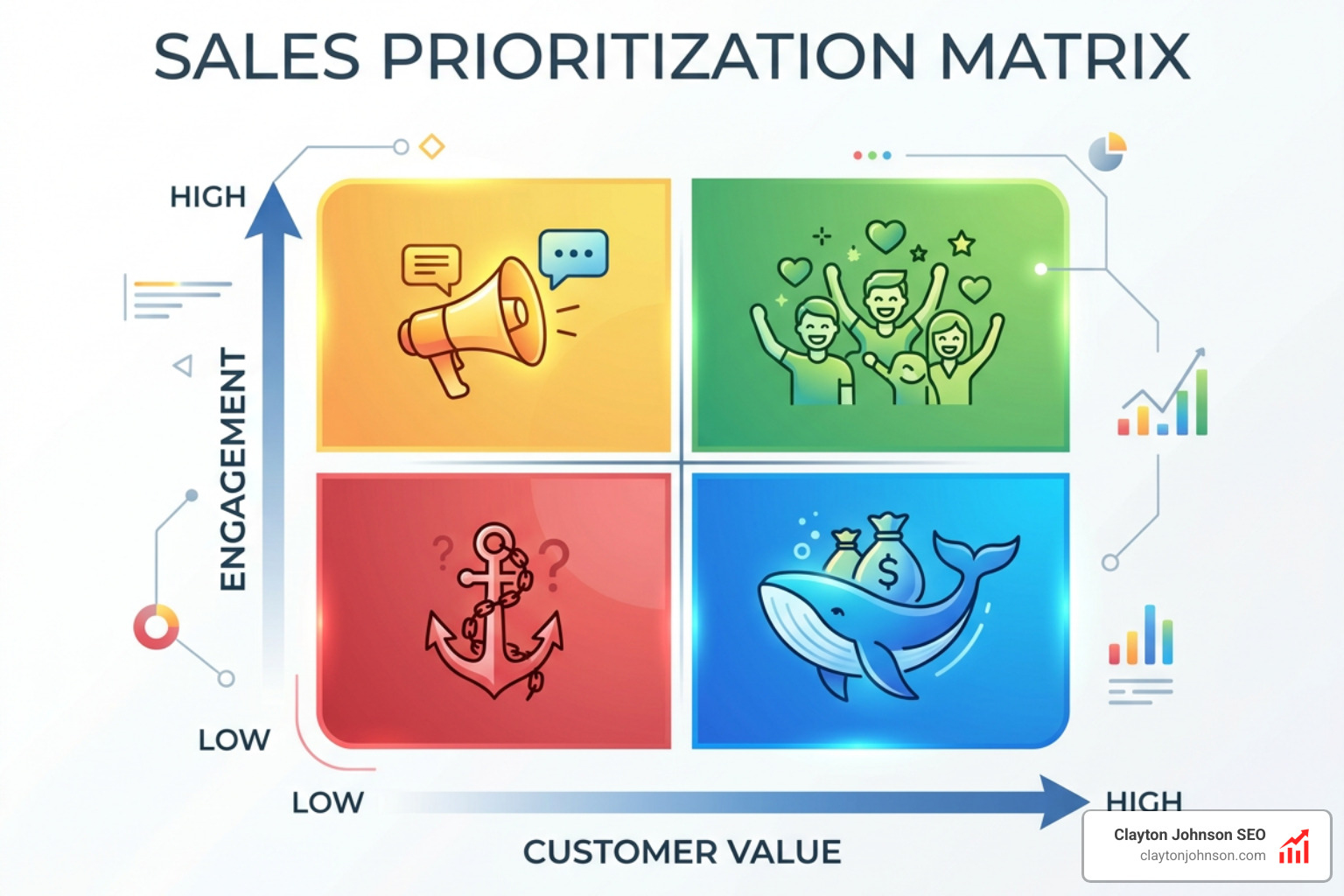 2x2 customer value and engagement matrix for sales prioritization - sales customer segmentation templates