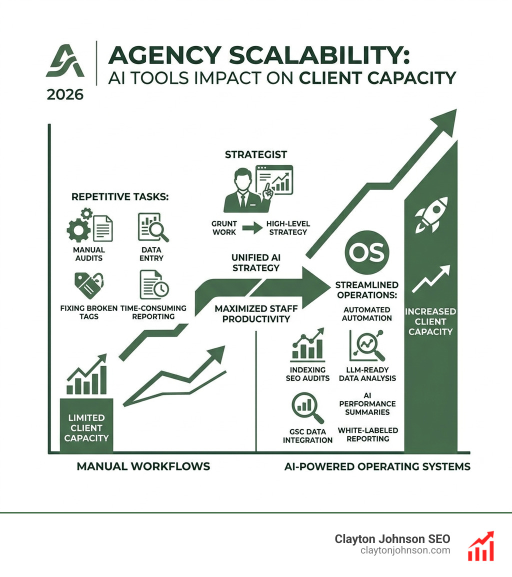 agency scalability chart showing the impact of AI tools on client capacity - best all-in-one ai seo operating systems for agency scalability chart showing the impact of AI tools on client capacity - best all-in-one ai seo operating systems for