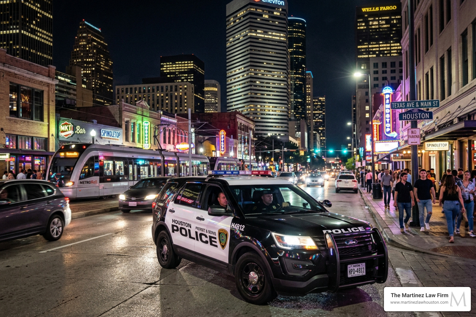 Houston police cruiser patrolling downtown streets - how serious is a public intoxication charge