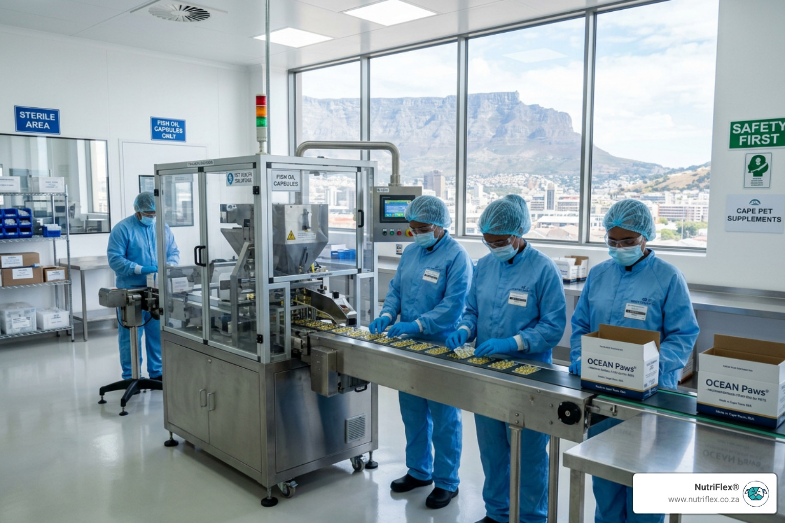 A Clean, Professional Manufacturing Environment In Cape Town Where Nutriflex Supplements Are Produced - Fish Oil For Dogs