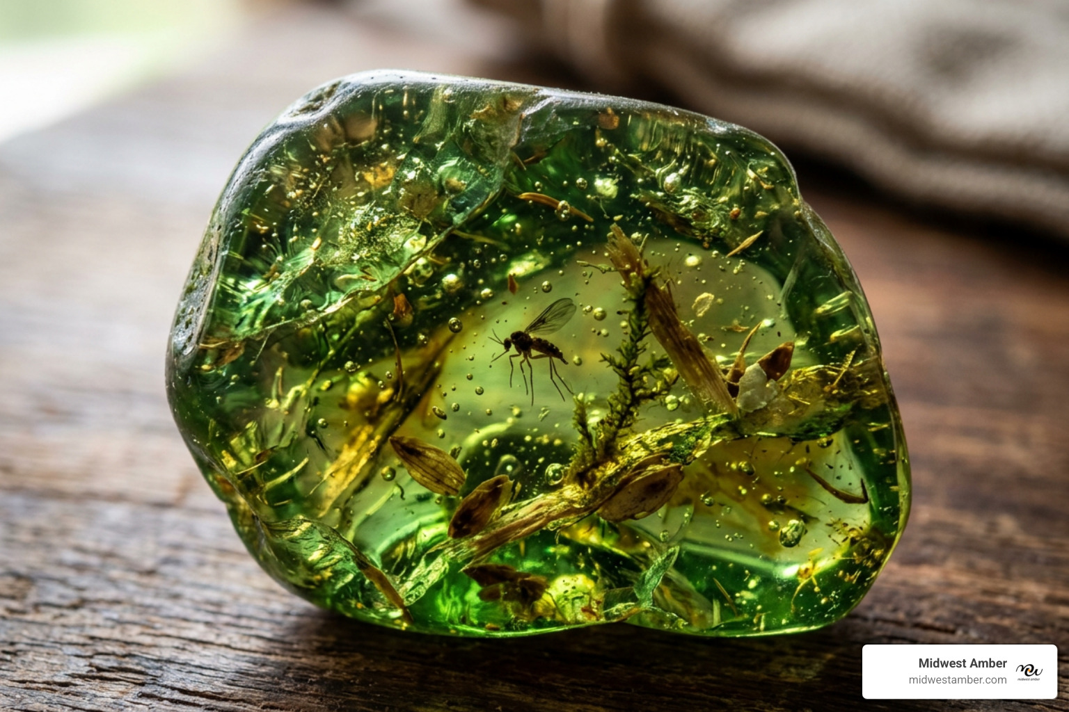 Close-up of green amber inclusions and organic matter trapped in resin - green amber silver necklace Close-up of green amber inclusions and organic matter trapped in resin - green amber silver necklace