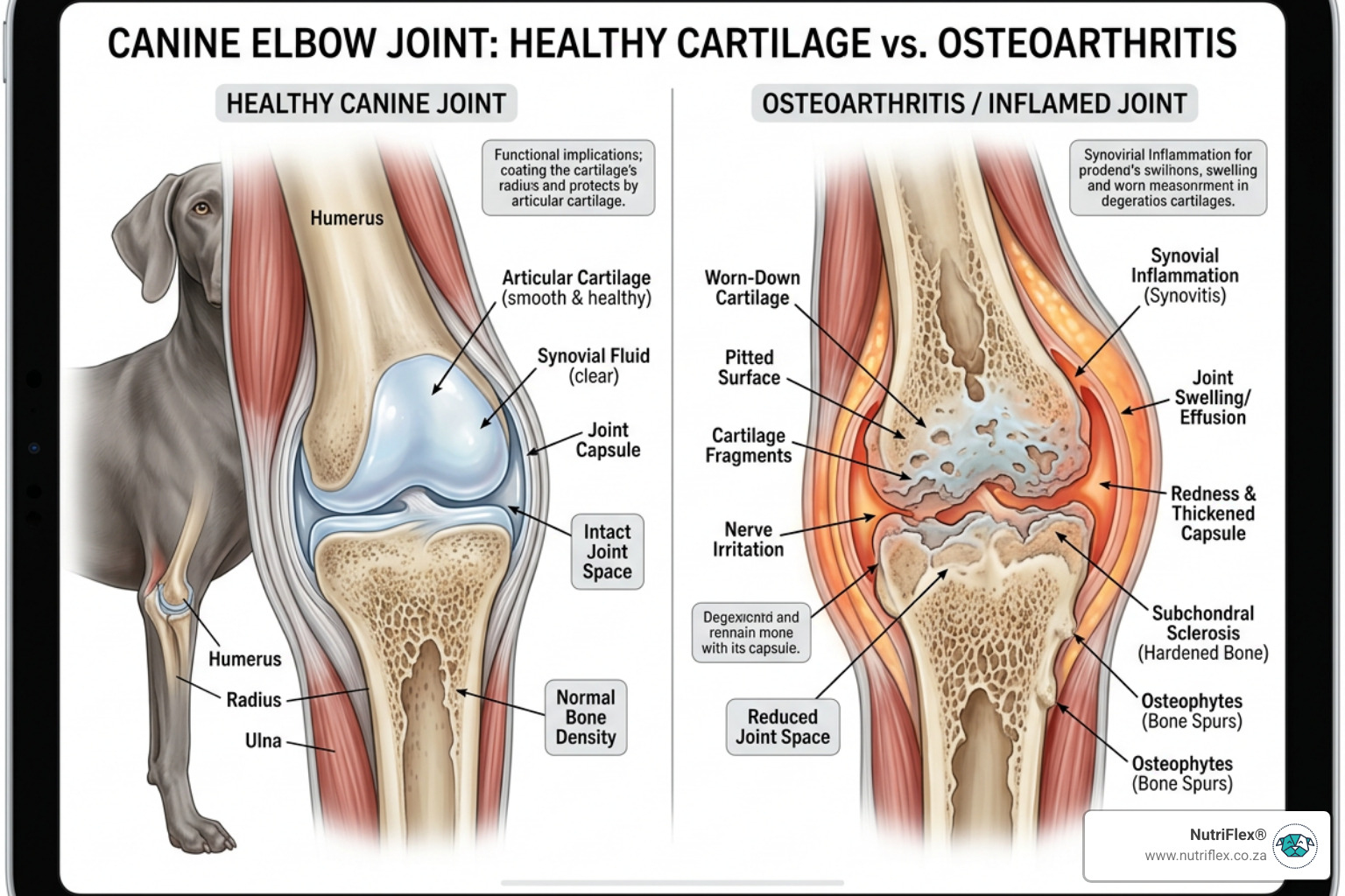 Illustration Of A Dog Joint Showing Cartilage And Inflammation - Cbd For Arthritic Dogs