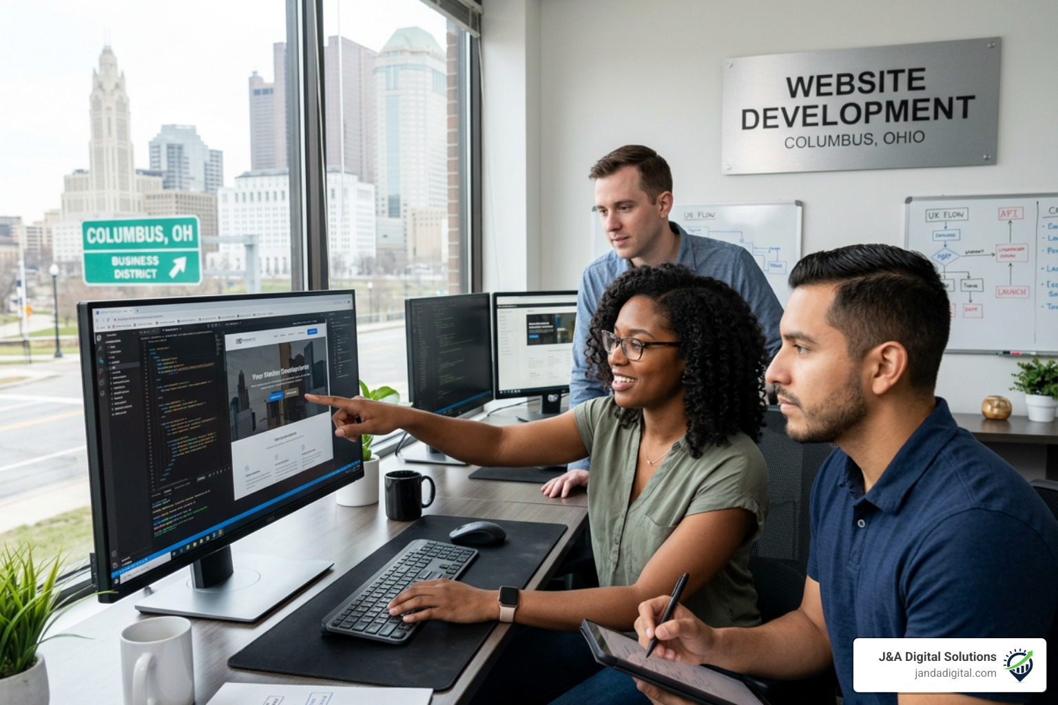 Responsive website showing seamless transition from desktop to tablet to smartphone - website development columbus ohio
