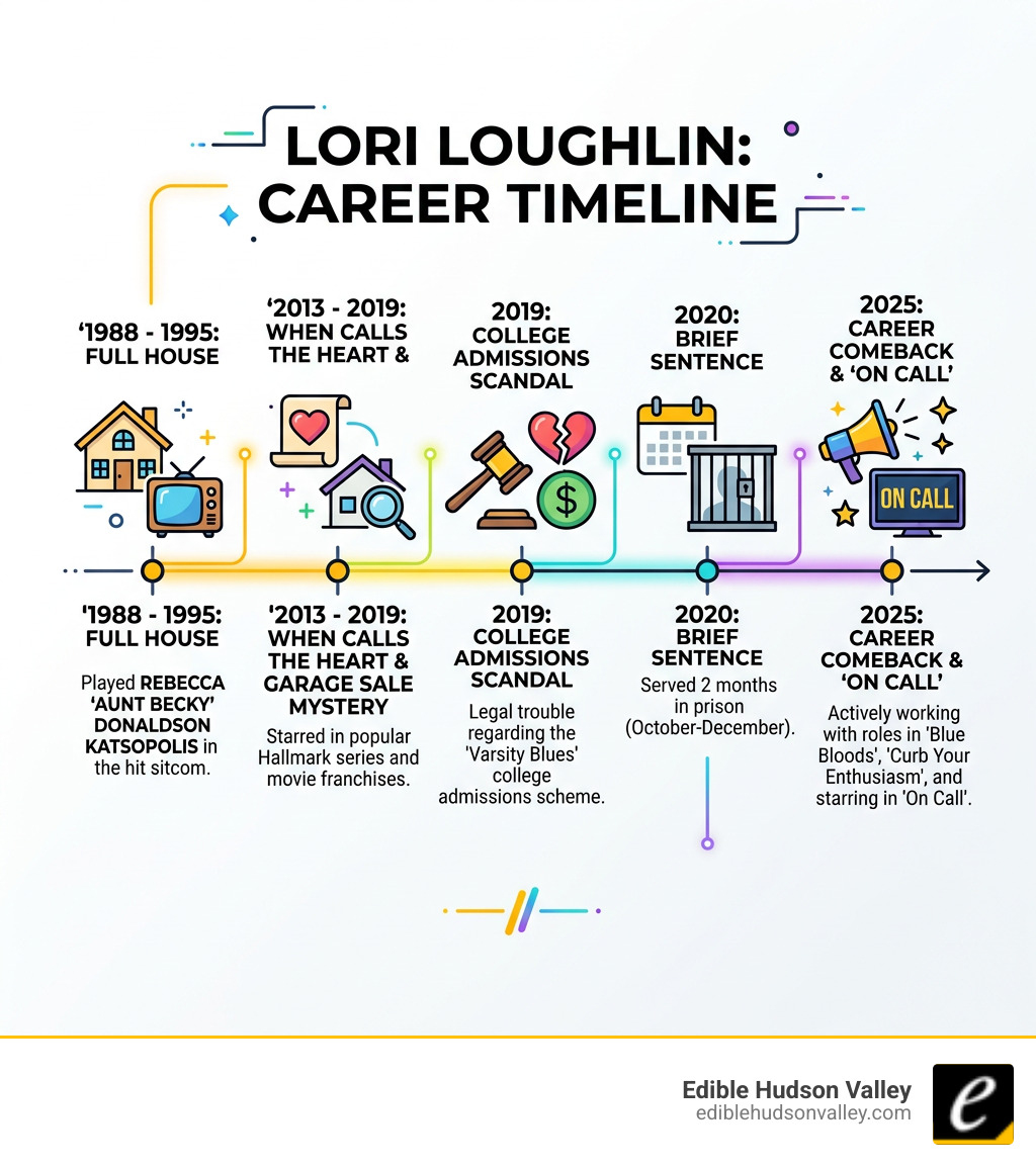 Lori Loughlin career timeline infographic from Full House to 2025 comeback - lori loughlin infographic Lori Loughlin career timeline infographic from Full House to 2025 comeback - lori loughlin infographic