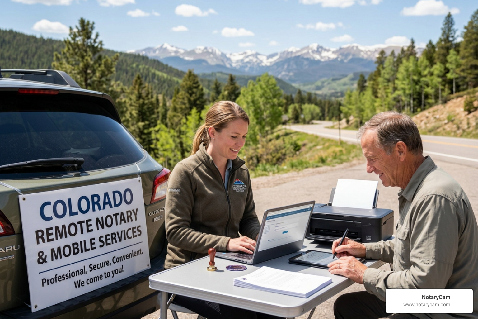 contrasting traditional in-person notarization with a remote online session - Colorado remote notary mobile
