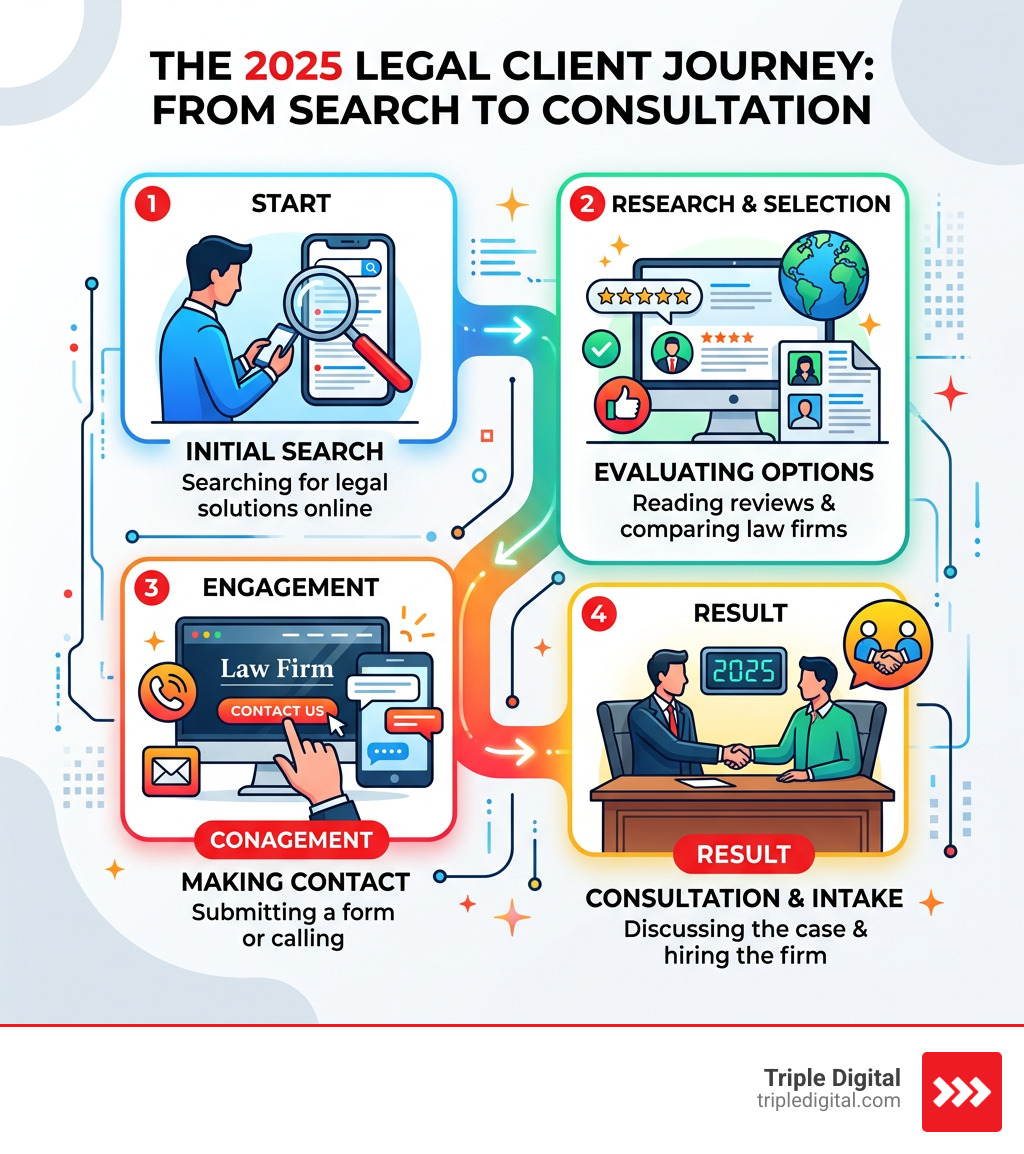 infographic showing the 2025 legal client journey from search to consultation - Lawyer marketing solutions infographic infographic showing the 2025 legal client journey from search to consultation - Lawyer marketing solutions infographic