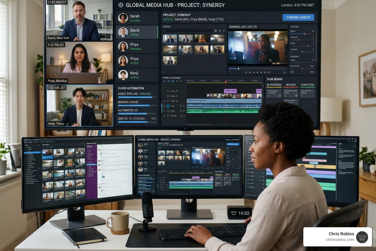 Global team collaboration through centralized media automation - media workflow automation