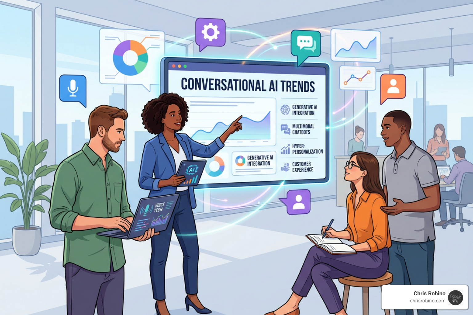 AI agents collaborating in a digital workspace - Conversational AI trends