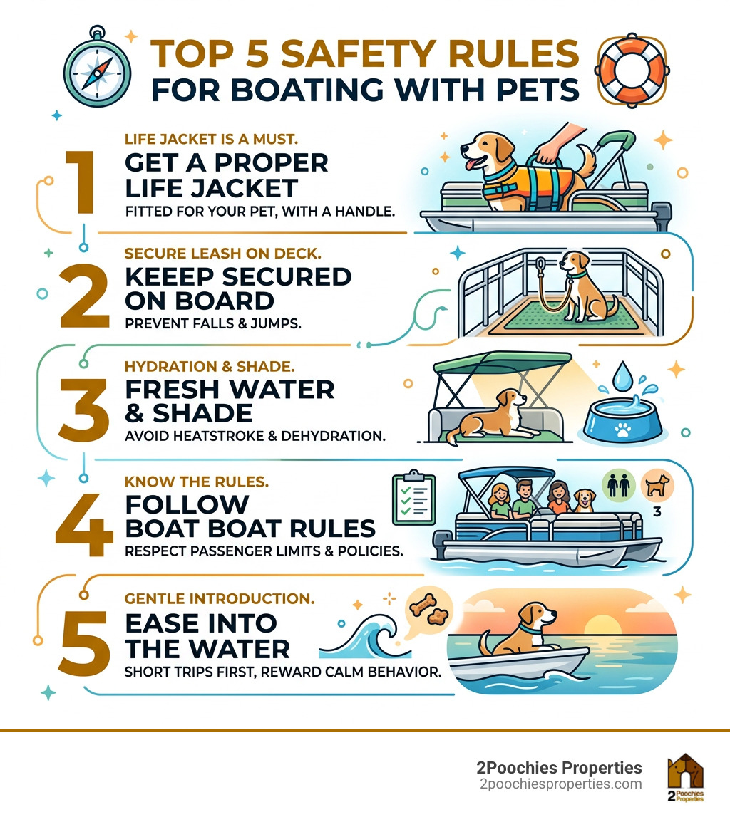 Top 5 safety rules for boating with pets infographic - boat rentals with pets infographic Top 5 safety rules for boating with pets infographic - boat rentals with pets infographic