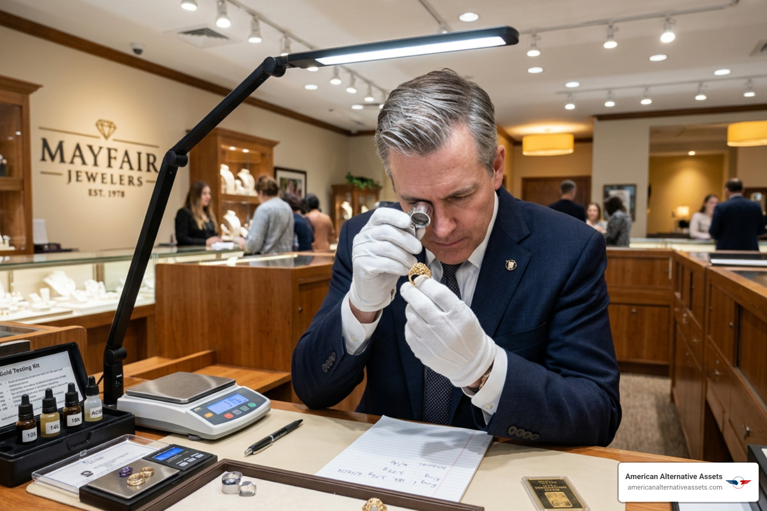 professional gold appraisal being conducted by a specialist - value of my gold