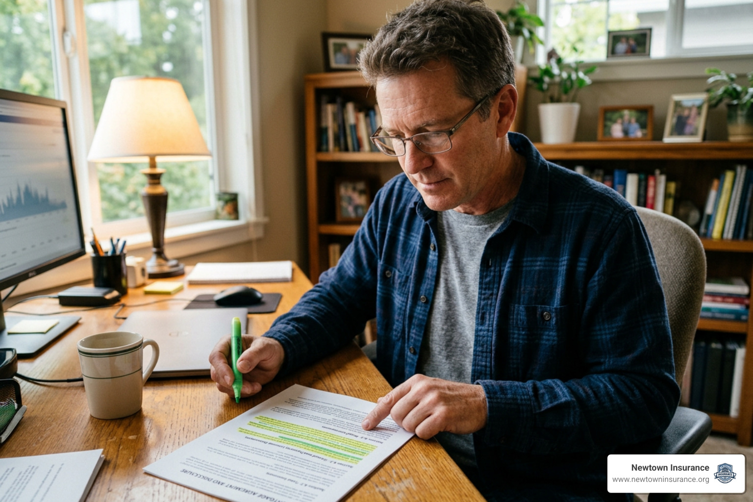 homeowner reviewing a mortgage contract and insurance requirements - Home insurance information