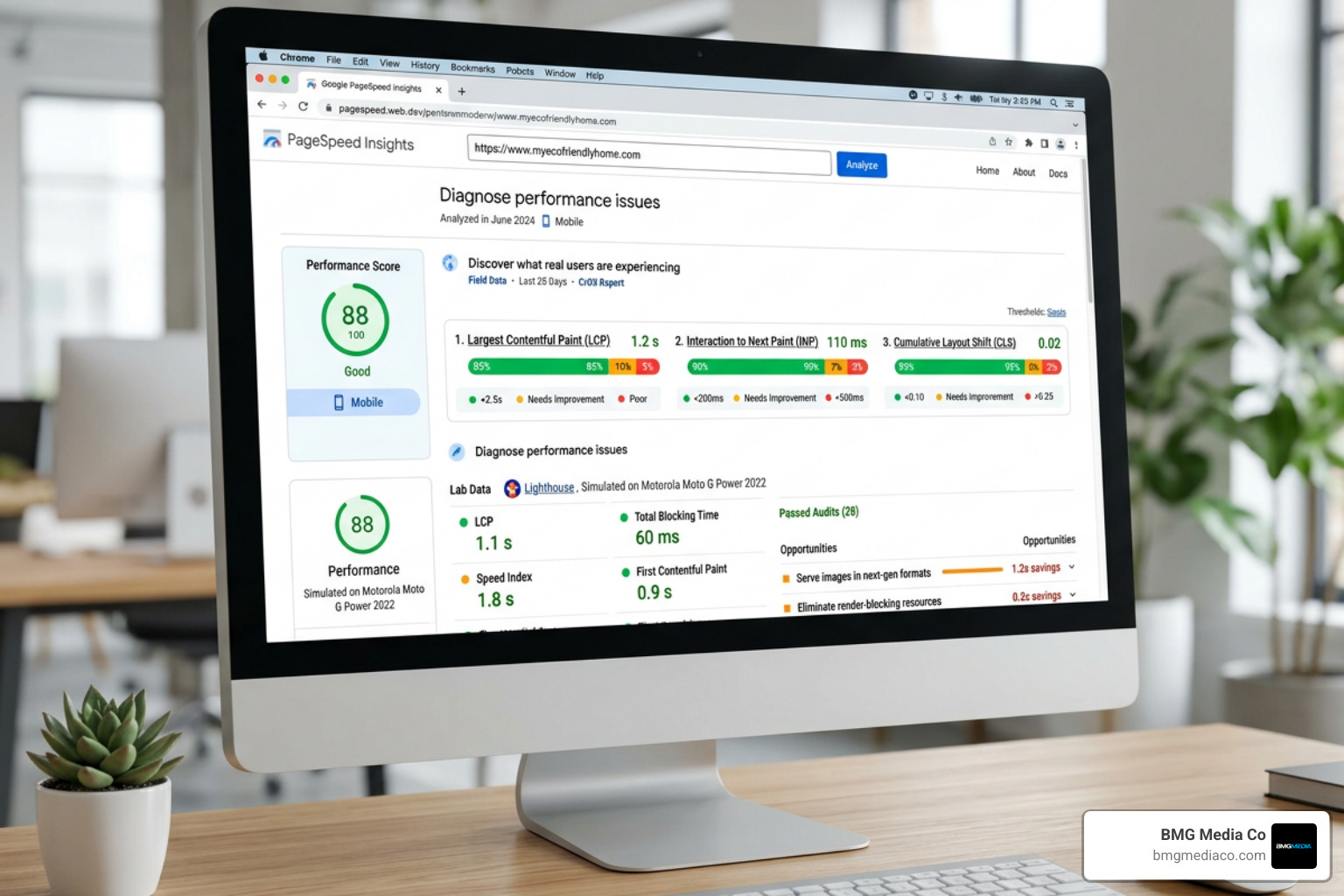 PageSpeed Insights performance dashboard showing field and lab data - core web vitals optimization