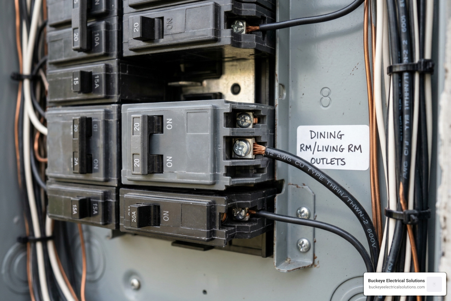 20-amp circuit breaker in a residential electrical panel - add outlet to bathroom
