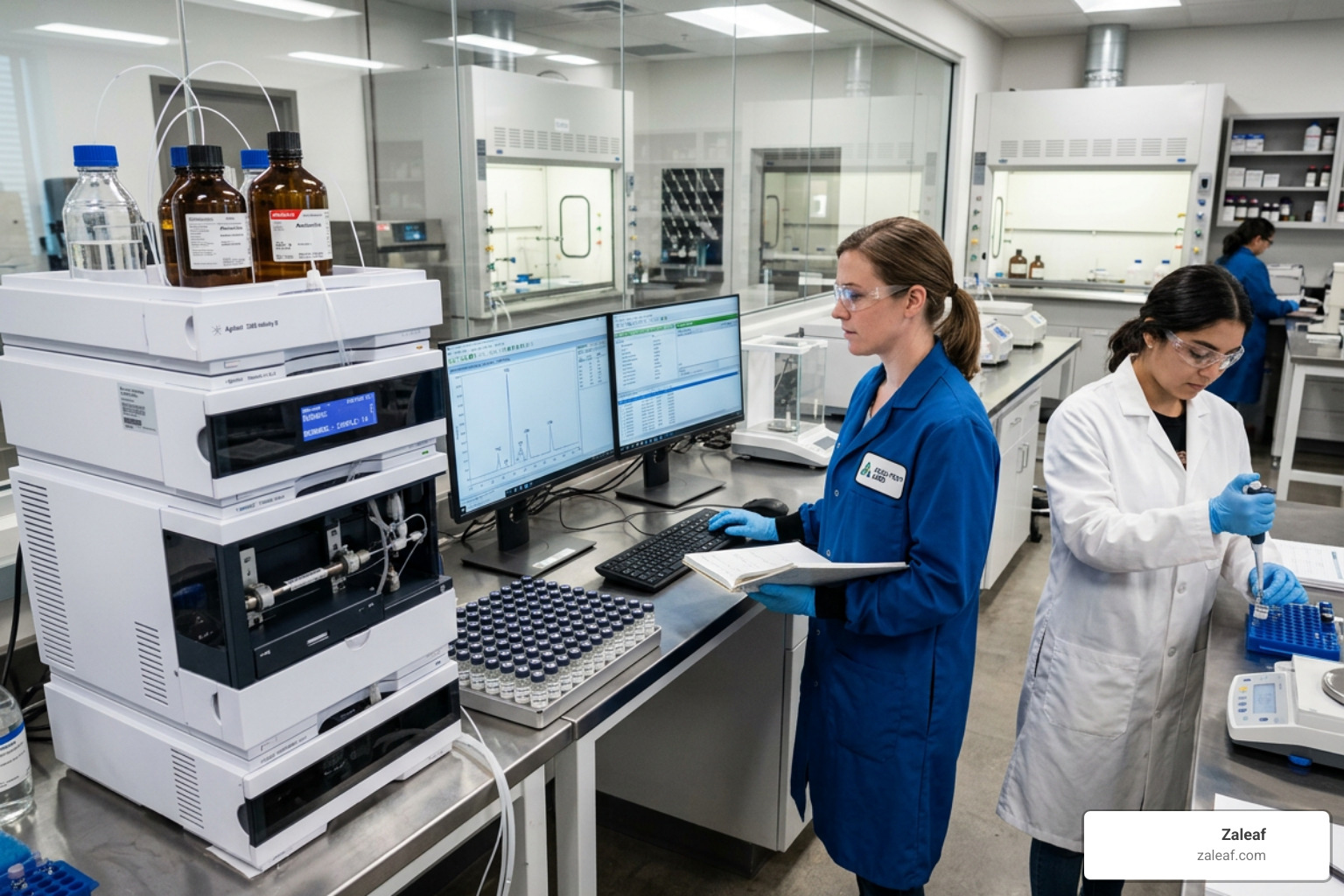 HPLC equipment in a laboratory environment used for cannabinoid analysis - lab tested cannabis HPLC equipment in a laboratory environment used for cannabinoid analysis - lab tested cannabis