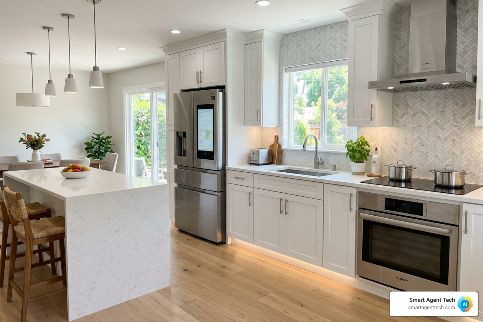 energy-efficient smart appliances in a new kitchen - new built homes for sale