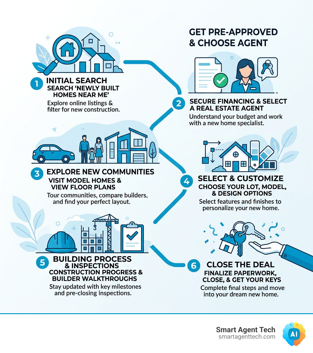 New home buying journey from search to close infographic - newly built homes for sale near me infographic 