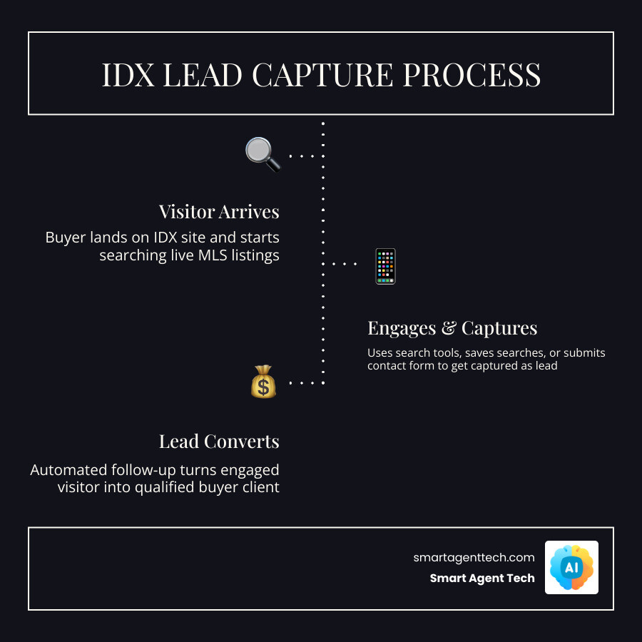 IDX lead capture process showing visitor to lead conversion funnel - idx website for realtors infographic IDX lead capture process showing visitor to lead conversion funnel - idx website for realtors infographic