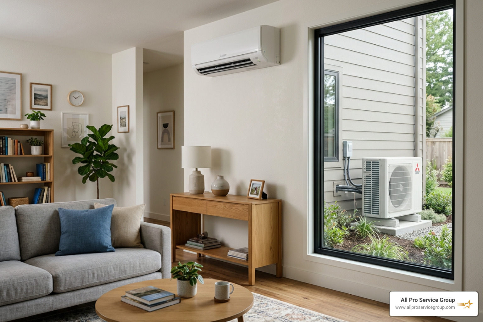 Ductless mini-split system mounted on a wall - AC installation price