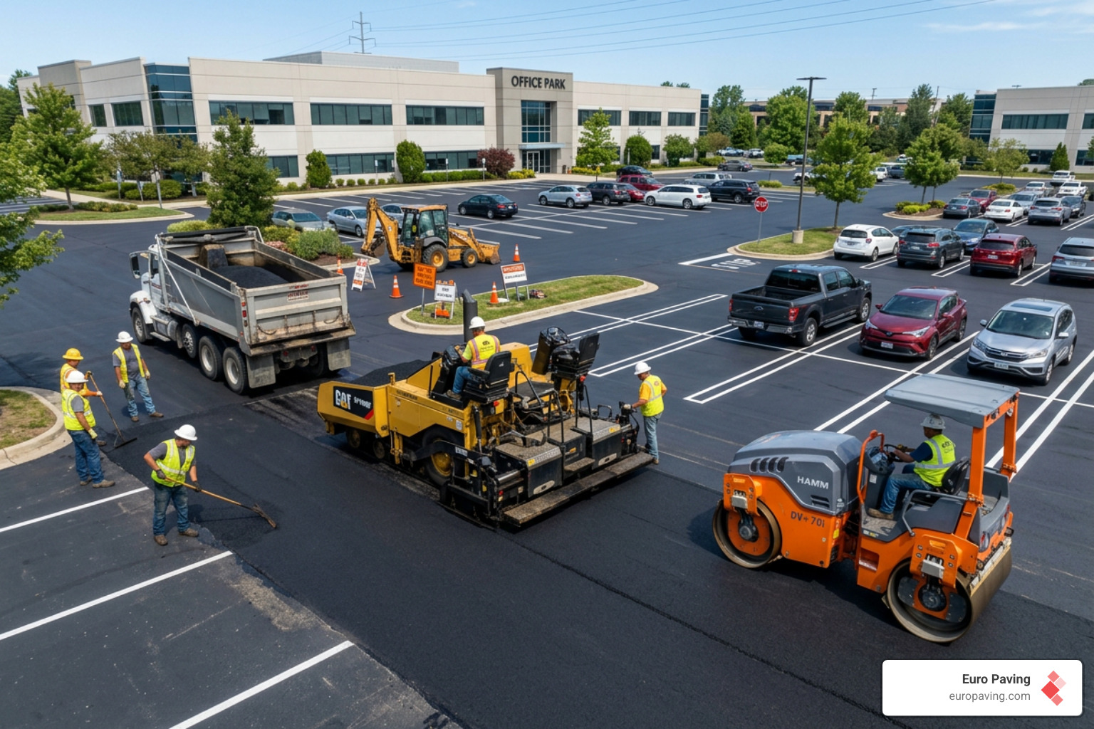 Commercial asphalt parking lot and professional paving services - outdoor paving contractors