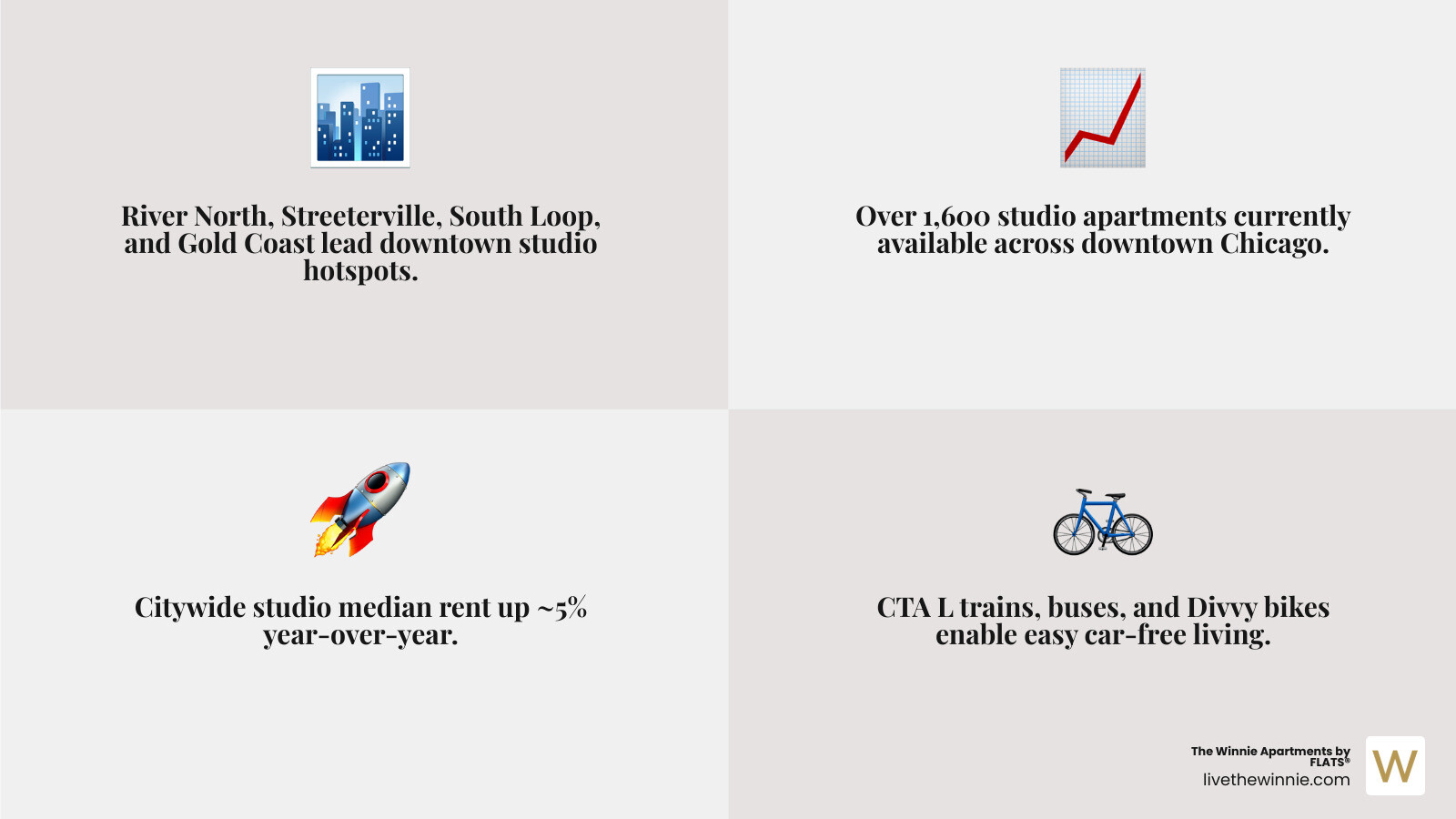 Infographic comparing downtown Chicago studio apartment neighborhoods by key features and rental trends - studio apartments Infographic comparing downtown Chicago studio apartment neighborhoods by key features and rental trends - studio apartments
