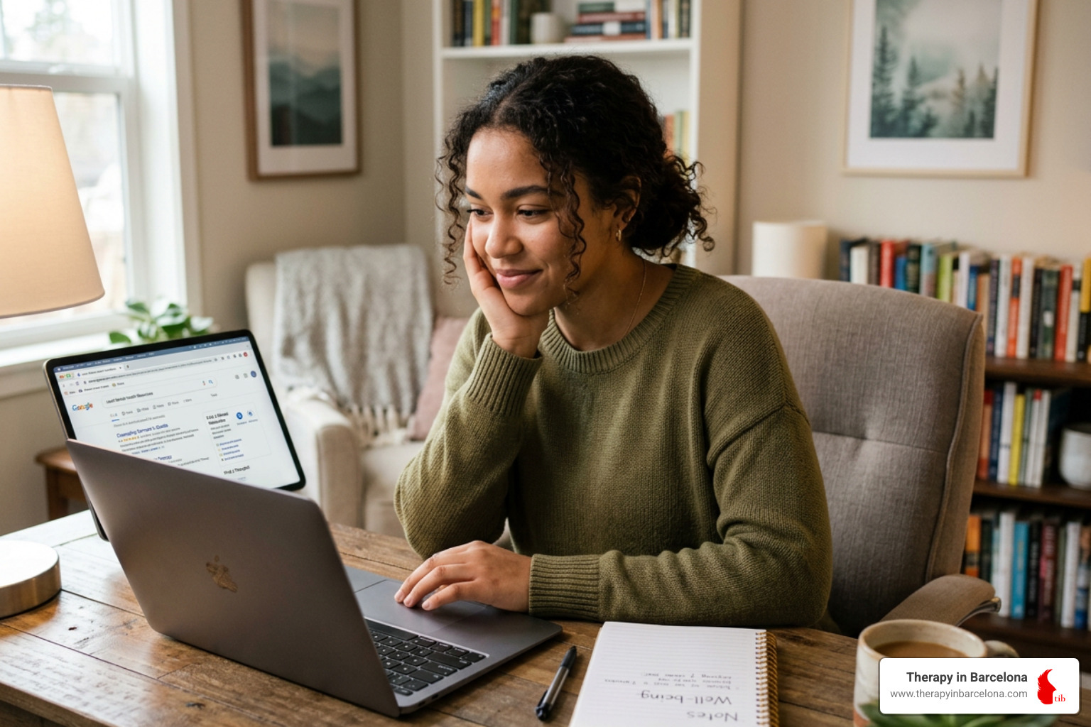 person searching for local mental health support on a laptop - find therapy near me person searching for local mental health support on a laptop - find therapy near me