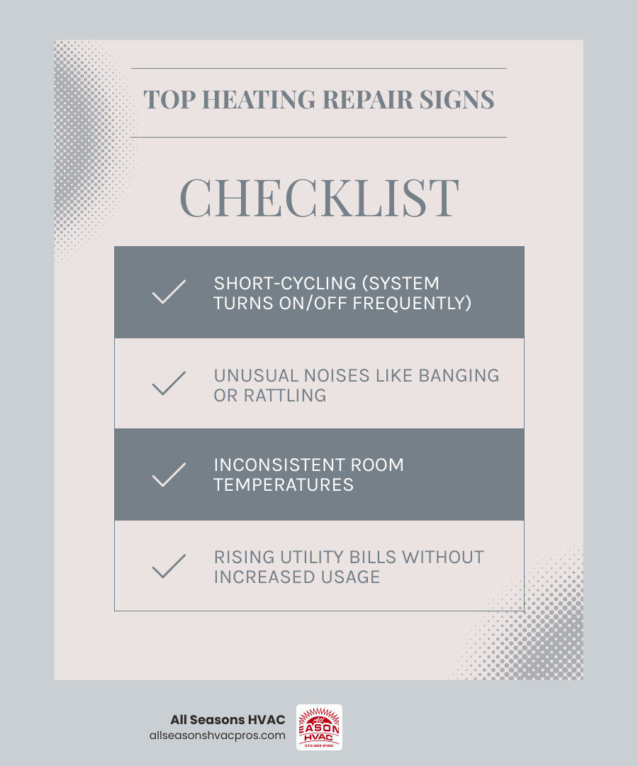 infographic showing top 5 signs you need heating repair in Indianola IA and what to look for in a service provider - best infographic showing top 5 signs you need heating repair in Indianola IA and what to look for in a service provider - best