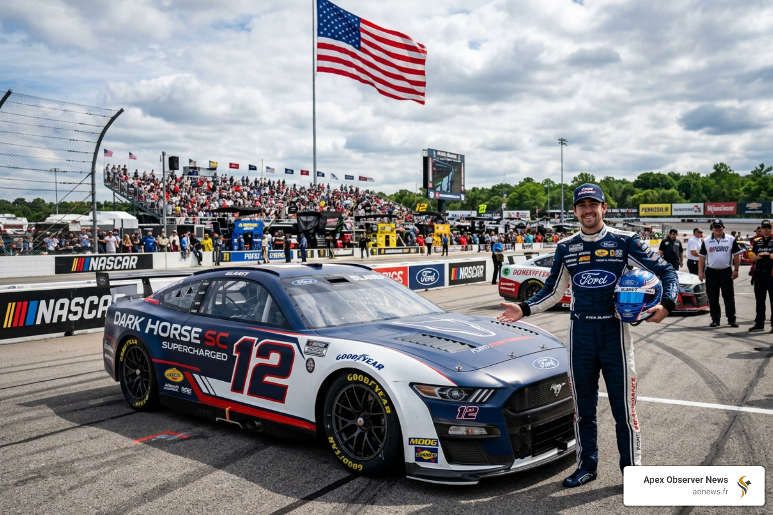 Ryan Blaney with the new supercharged Mustang Dark Horse SC - 2026 mustang nascar