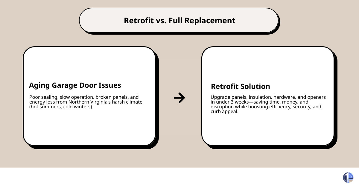 Infographic: Retrofit vs. Full Replacement - key differences, benefits, and timeline for Northern Virginia homeowners