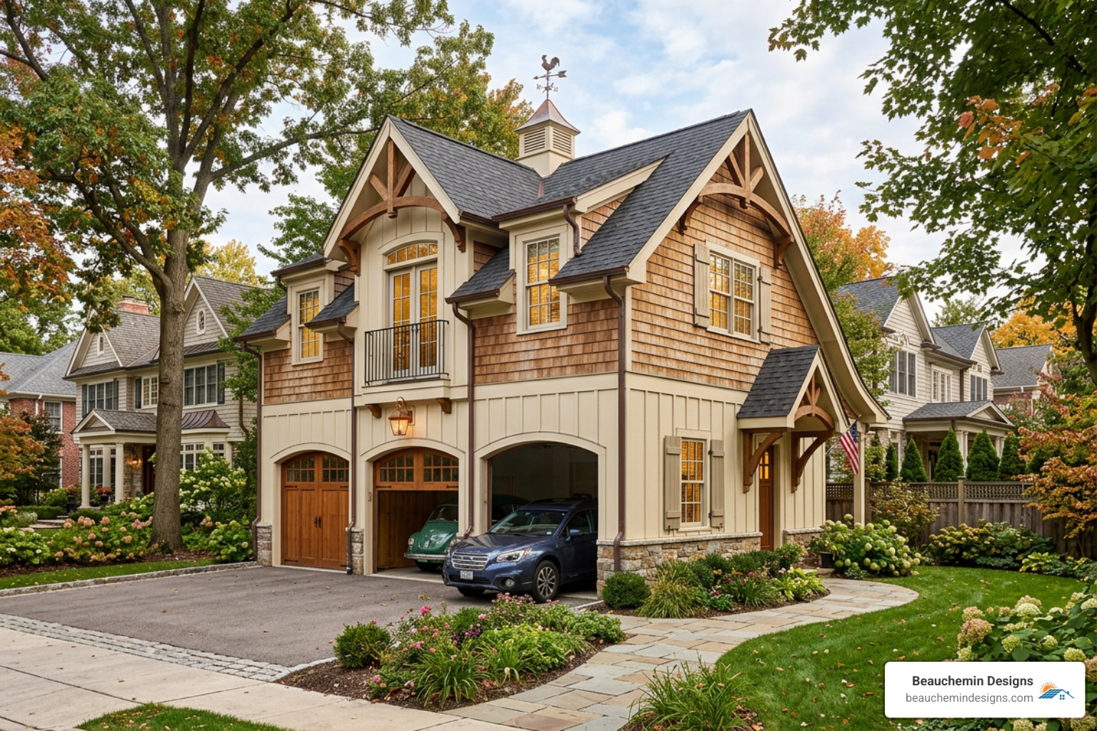 Carriage-house style 3-car garage with living quarters - 3 car garage with apartment above Carriage-house style 3-car garage with living quarters - 3 car garage with apartment above