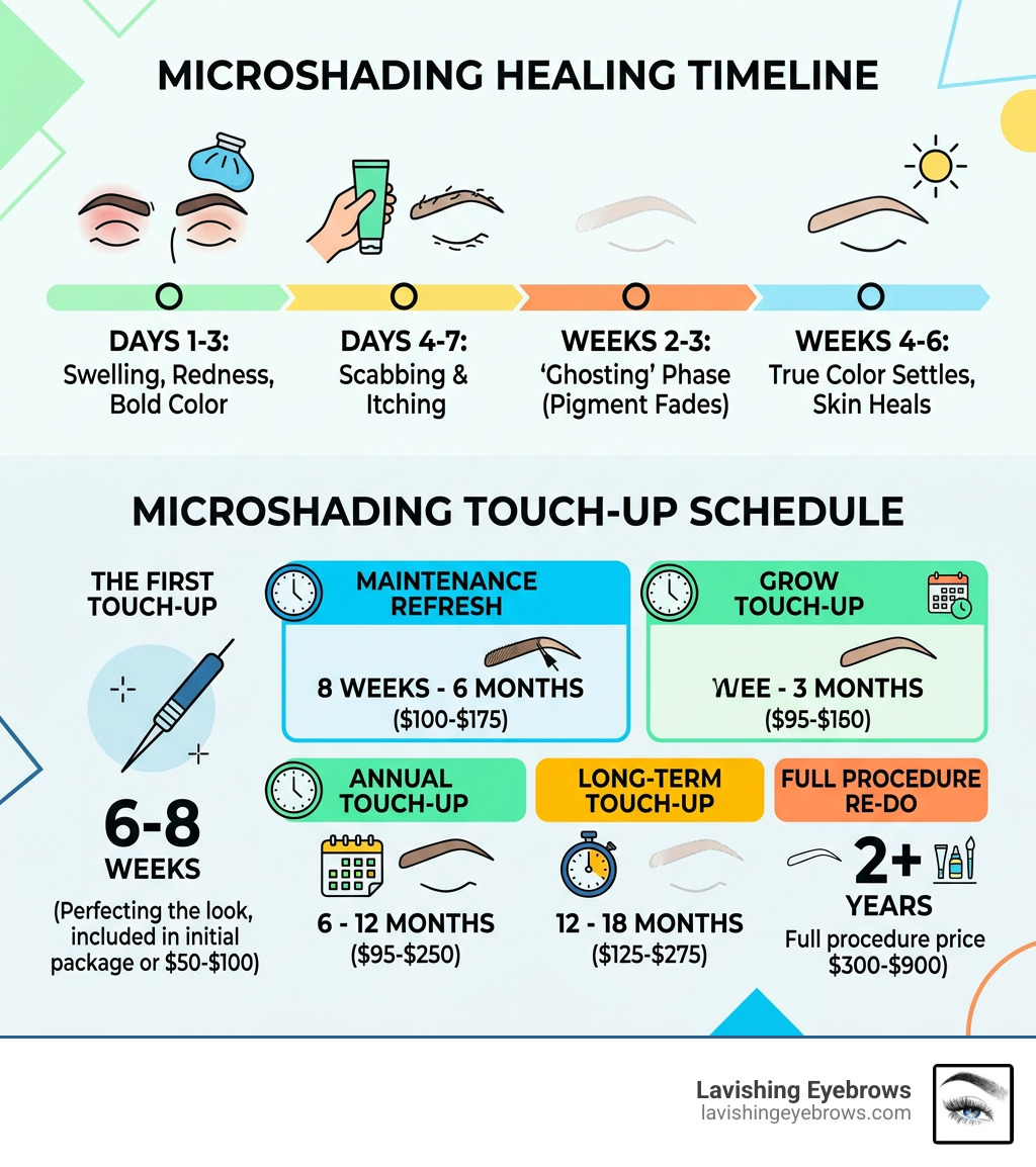 Microshading healing timeline and touch-up schedule infographic - microshading touch-up cost infographic Microshading healing timeline and touch-up schedule infographic - microshading touch-up cost infographic
